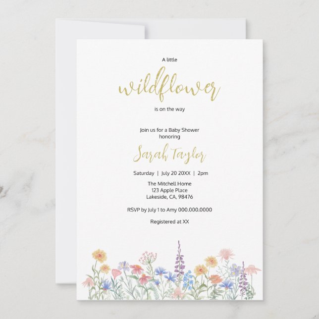 A little Wildflower Baby Shower Invitation Einladung (Vorderseite)