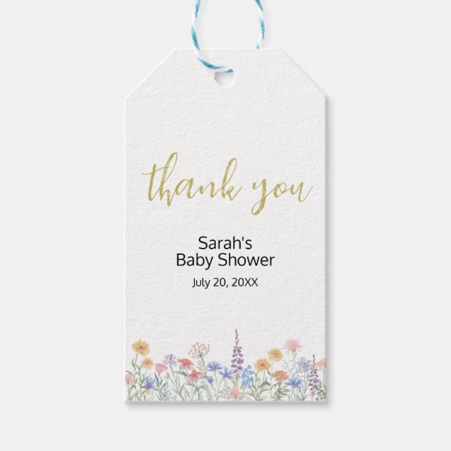 A little Wildflower Baby Shower Thank You Geschenkanhänger (Vorderseite)