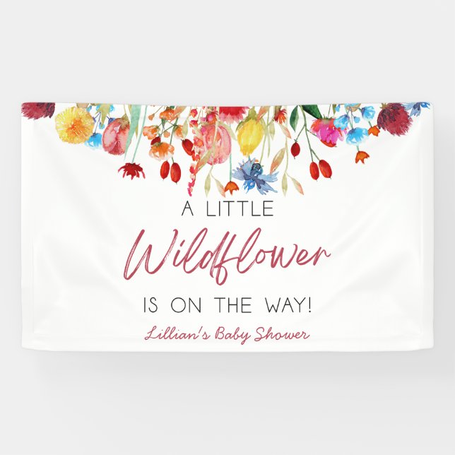 A Little Wildflower Is On The Way Baby Shower Banner (Horizontal)