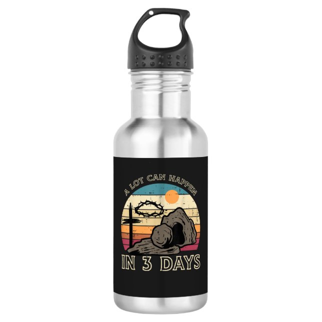 A Lot Can Happen in 3 Days Easter Religious Edelstahlflasche (Vorderseite)