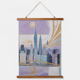 A Lunar Cityscape Wandteppich Mit Holzrahmen