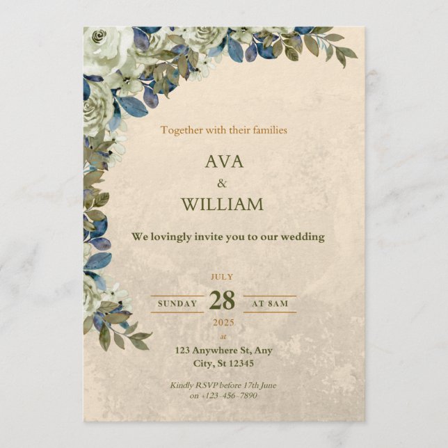 A luxurious and stylish wedding invitation  (Devant)