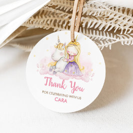 A Magical Day Unicorn Birthday Party Round Geschenkanhänger