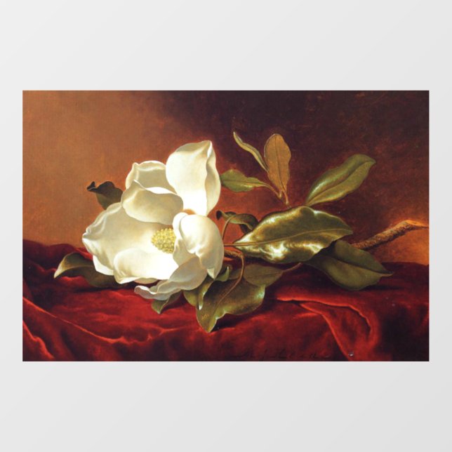 A Magnolia on Red Velvet, berühmtes Gemälde Fensteraufkleber (Blatt)
