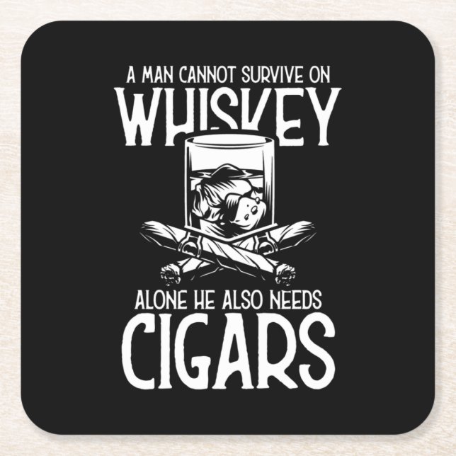 A Man Who Loves Whiskey and Cigar Rechteckiger Pappuntersetzer (Vorderseite)