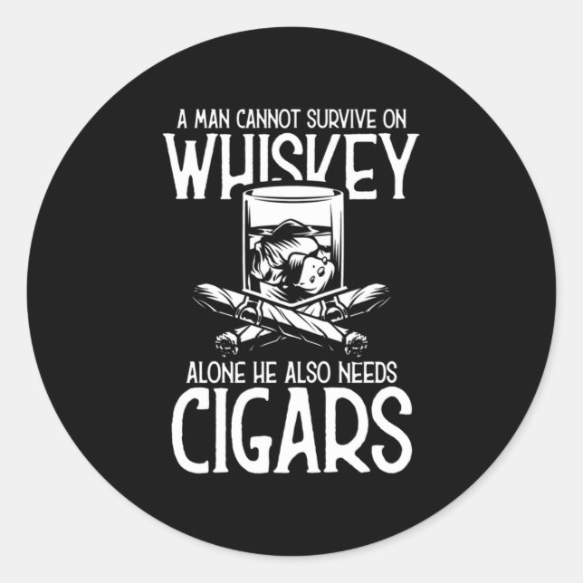 A Man Who Loves Whiskey And Cigar Runder Aufkleber (Vorderseite)