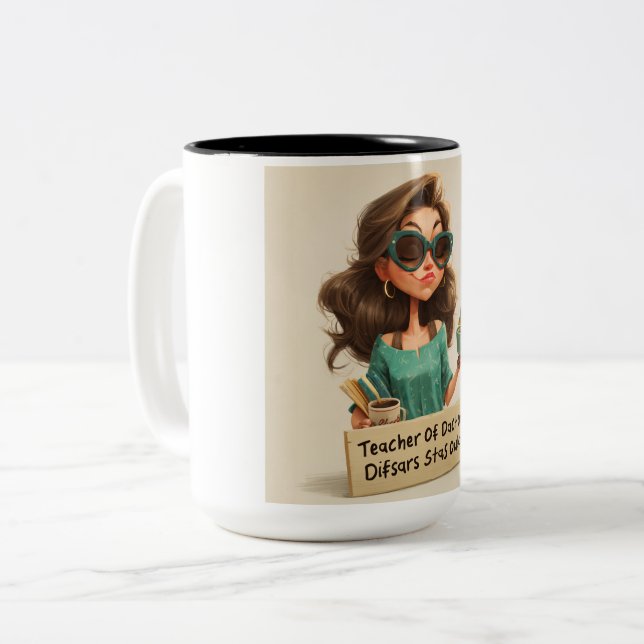  a Man with Chips and Coffee Zweifarbige Tasse (Vorderseite Links)