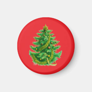 A Mandelbrot Christas Tree With Red & Green Bulbs Magnet