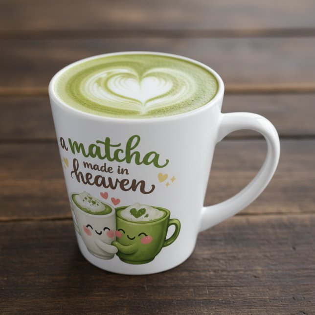 A Matcha Made in Heaven Cute Funny Pun Milchtasse (A Matcha Made in Heaven Cute Funny Pun Latte Small Mug by Ricaso.  A sweet gift idea for a loved one)