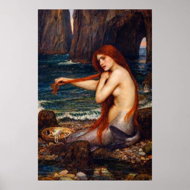 A Mermaid by John William Waterhouse Poster (Vorne)