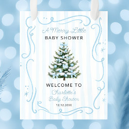 A Merry Blue Little Blue Baby Shower Welcome Poster