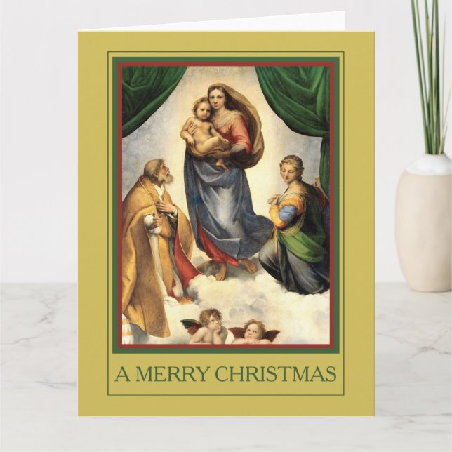 A MERRY CHRISTMAS Raphael Madonna und Christ Child Karte (Vorderseite)