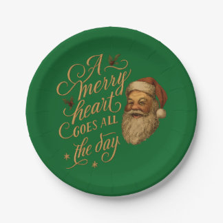 A merry heart goes all the day Santa Pappteller