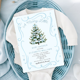 A Merry Little Blue Baby Shower Christmas  Einladung