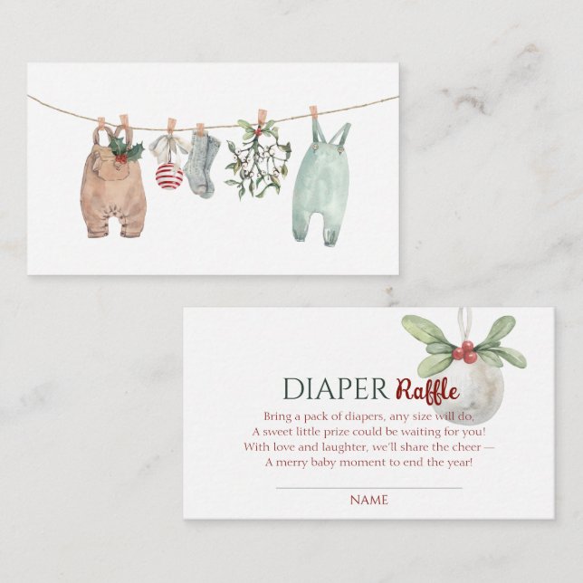 A Merry Little Christmas Clothes Diaper Raffle Begleitkarte (Vorne/Hinten)