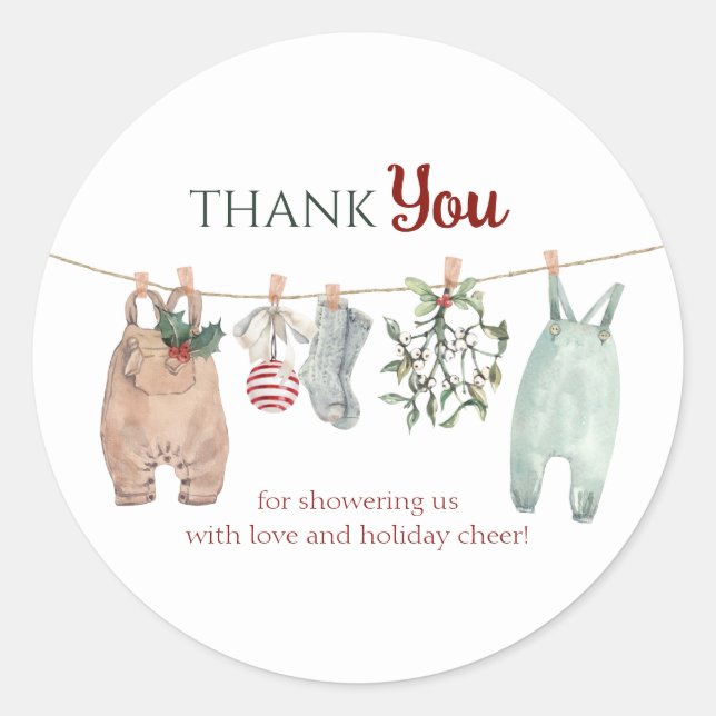 A Merry Little Christmas Clothes Thank You Runder Aufkleber (Vorderseite)