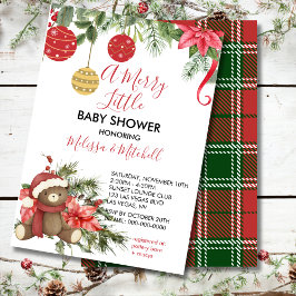 A merry little christmas teddy bear scarf ornament einladung