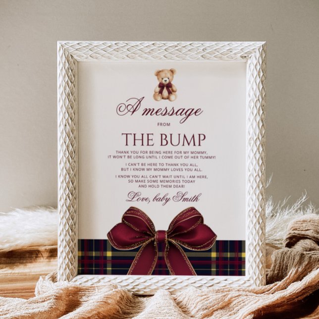 A message from the bump Teddy Bear Red Bow Poster (Von Creator hochgeladen)