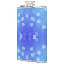A metal flask featuring a vibrant blue background 