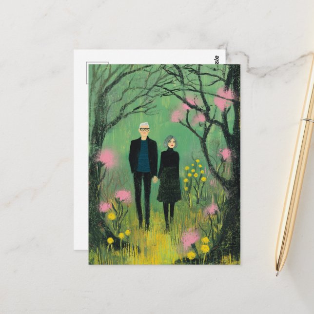 A Middle Aged Couple Walk in the Woods Postkarte (Vorderseite/Rückseite Beispiel)