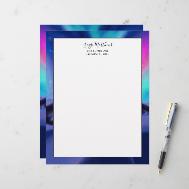 A Million Aurora Dreams Letterhead Briefbogen (Vorderseite/Rückseite Beispiel)