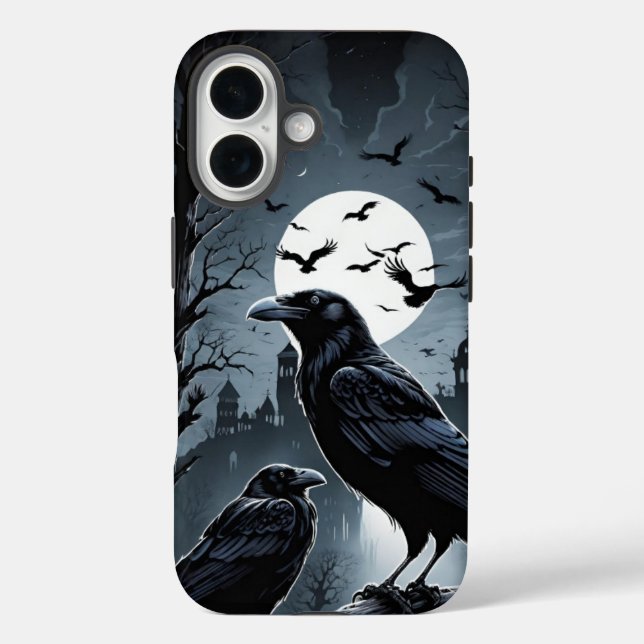 À minuit Moon Raven Iphone 16 coque (Verso)