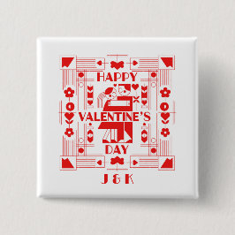 A modern Bauhaus personalized Valentine’s Day Button