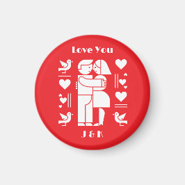 A modern Bauhaus personalized Valentine’s Day Magnet