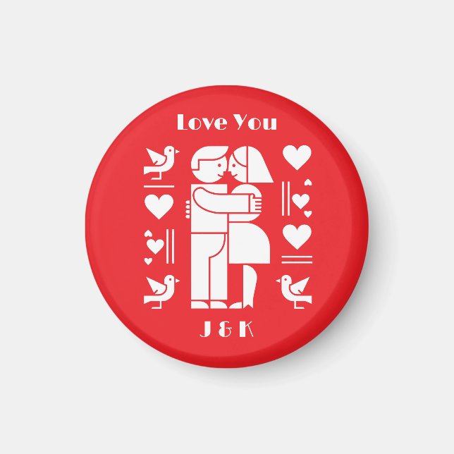 A modern Bauhaus personalized Valentine’s Day Magnet (Vorne)