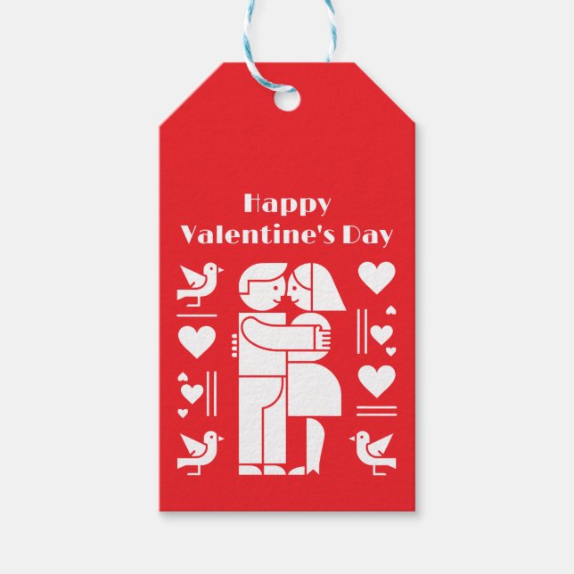 A modern Bauhaus-style Valentine’s Day Geschenkanhänger (Vorderseite)
