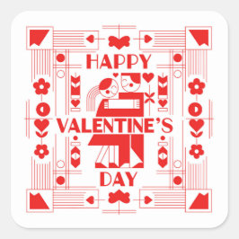 A modern Bauhaus-style Valentine’s Day Quadratischer Aufkleber