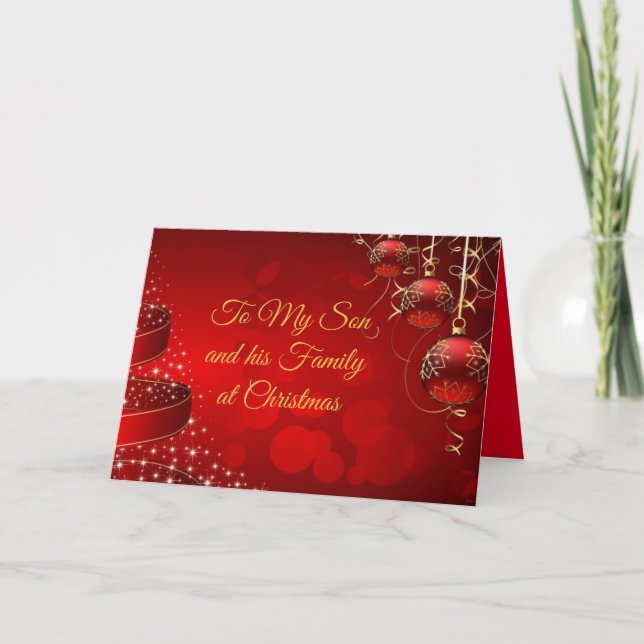 À mon Fils et sa carte de voeux de Noël de famille (Devant)