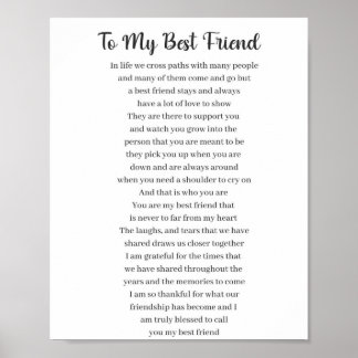 À mon meilleur poème d'ami Poem Poster