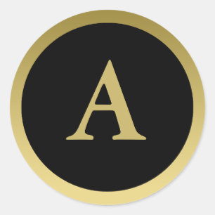 A: Monogram A Elegant Gold und Black Sticker