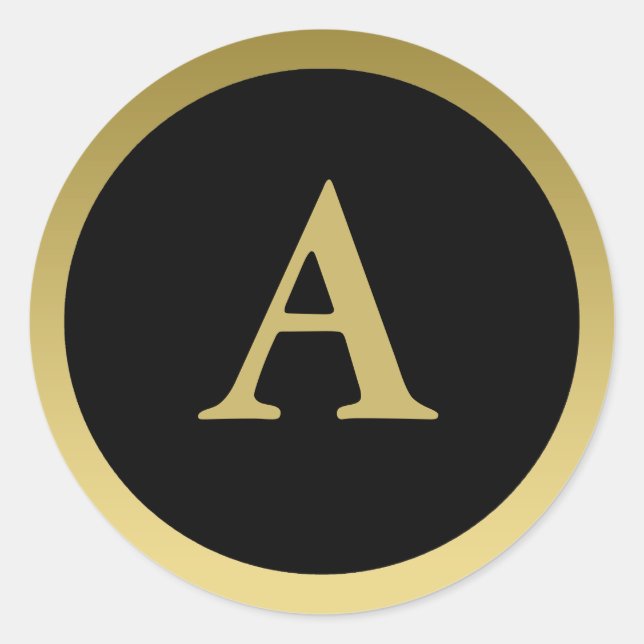 A: Monogram A Elegant Gold und Black Sticker (Vorderseite)