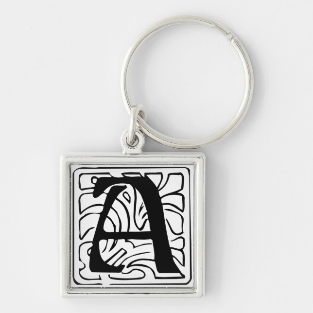 A Monogramm schwarz Schlüsselanhänger (Vorne)
