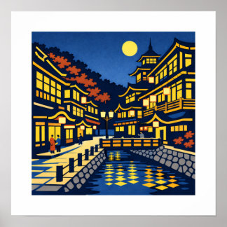 A Moonlit Waterside Town Poster