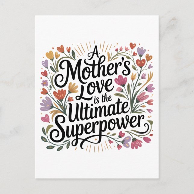 A Mother's Love Is The Ultimate Superpower Einladungspostkarte (Vorderseite)