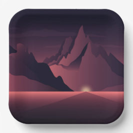 A mountain sunset illustration        pappteller