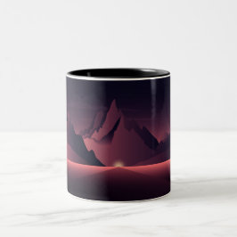A mountain sunset illustration     zweifarbige tasse