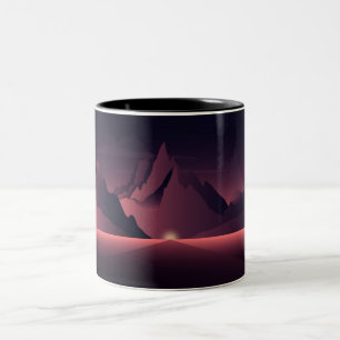 A mountain sunset illustration     zweifarbige tasse