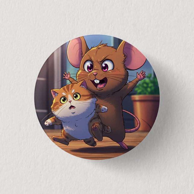A mouse threatening a cat button (Vorderseite)