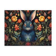 a mystical rabbit surrounded by flowers  
