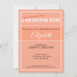 A New Adventure Begins Peach Babyshower Invitation Einladung