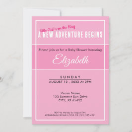 A New Adventure Begins Pink Babyshower Invitation Einladung