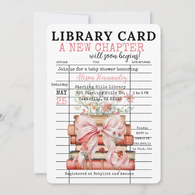 A New Chapter Baby Shower Einladung (Vorderseite)