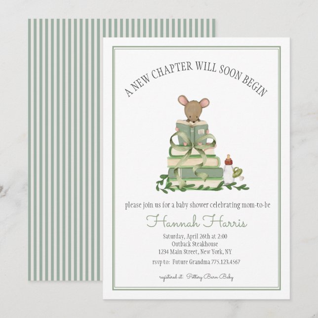 A New Chapter Baby Shower Invitation (Devant / Derrière)