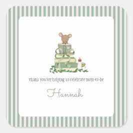 A New Chapter Baby Shower Quadratischer Aufkleber
