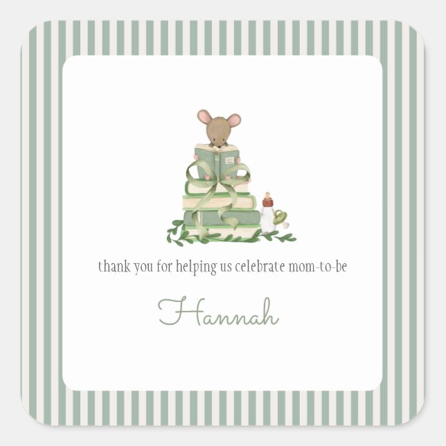 A New Chapter Baby Shower Quadratischer Aufkleber (Vorderseite)