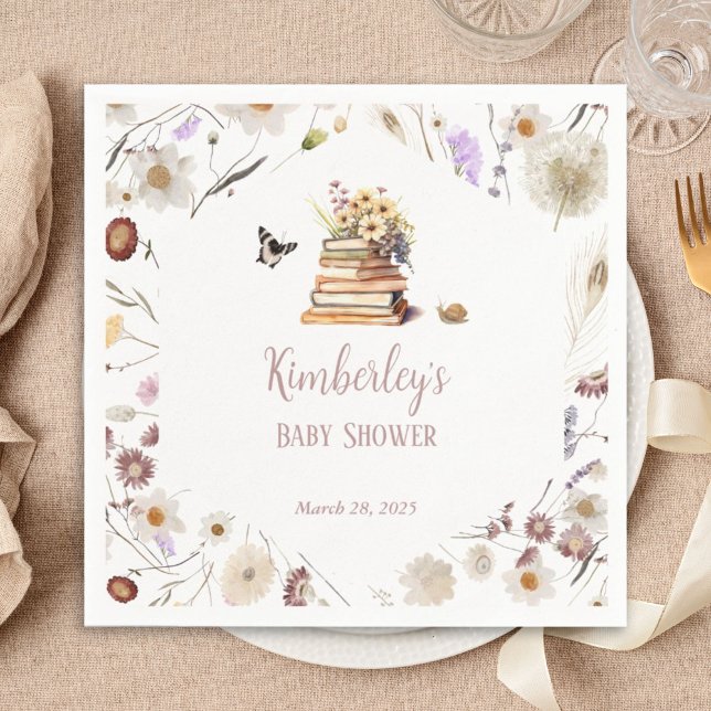 A New Chapter Baby Shower Storybook Wildflower Serviette (Von Creator hochgeladen)